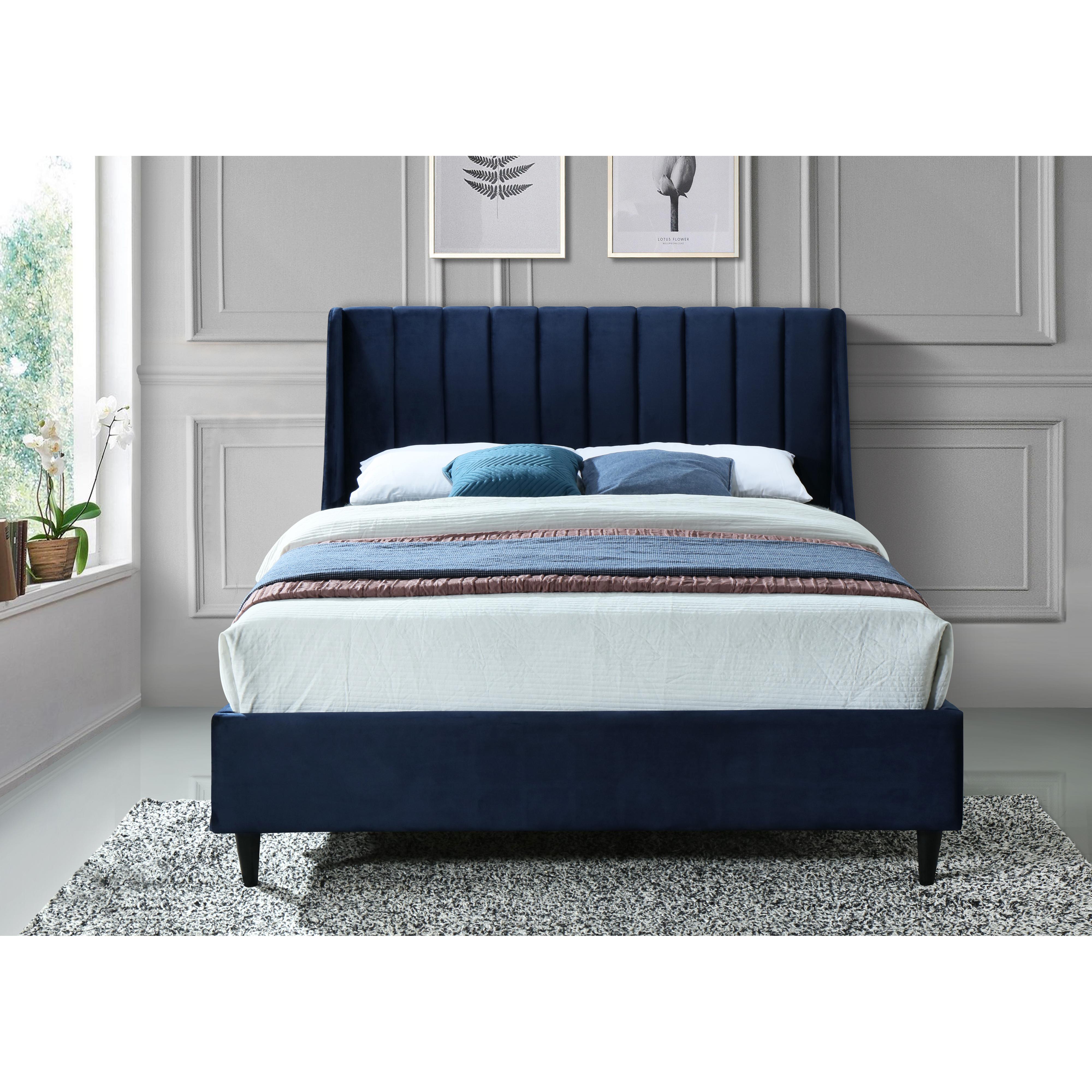 Meridian Eva Navy Velvet King Bed
