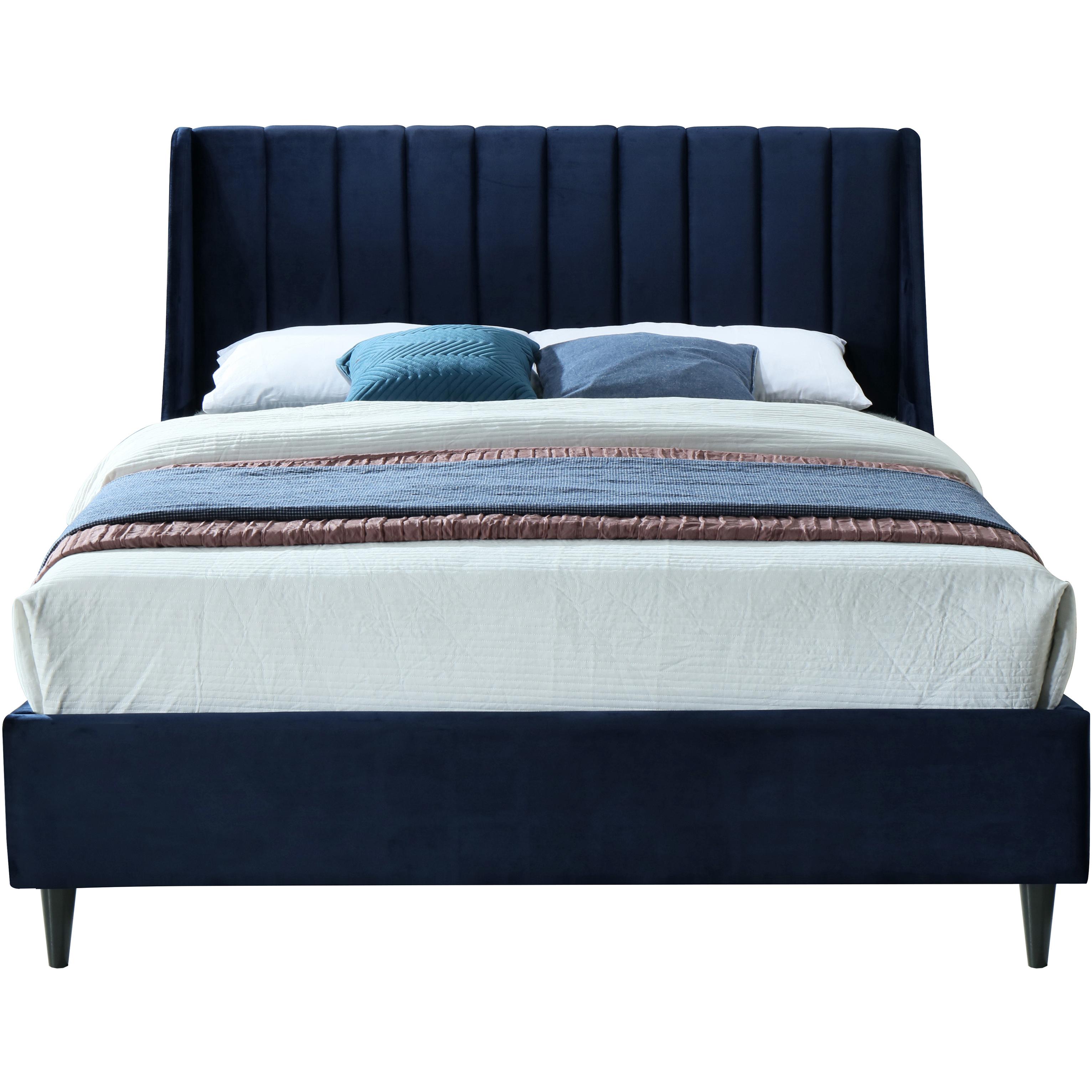 Meridian Eva Navy Velvet Queen Bed