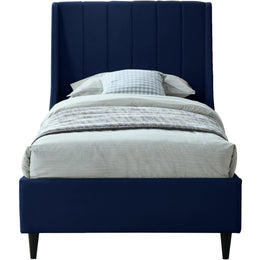 Meridian Eva Navy Velvet Twin Bed