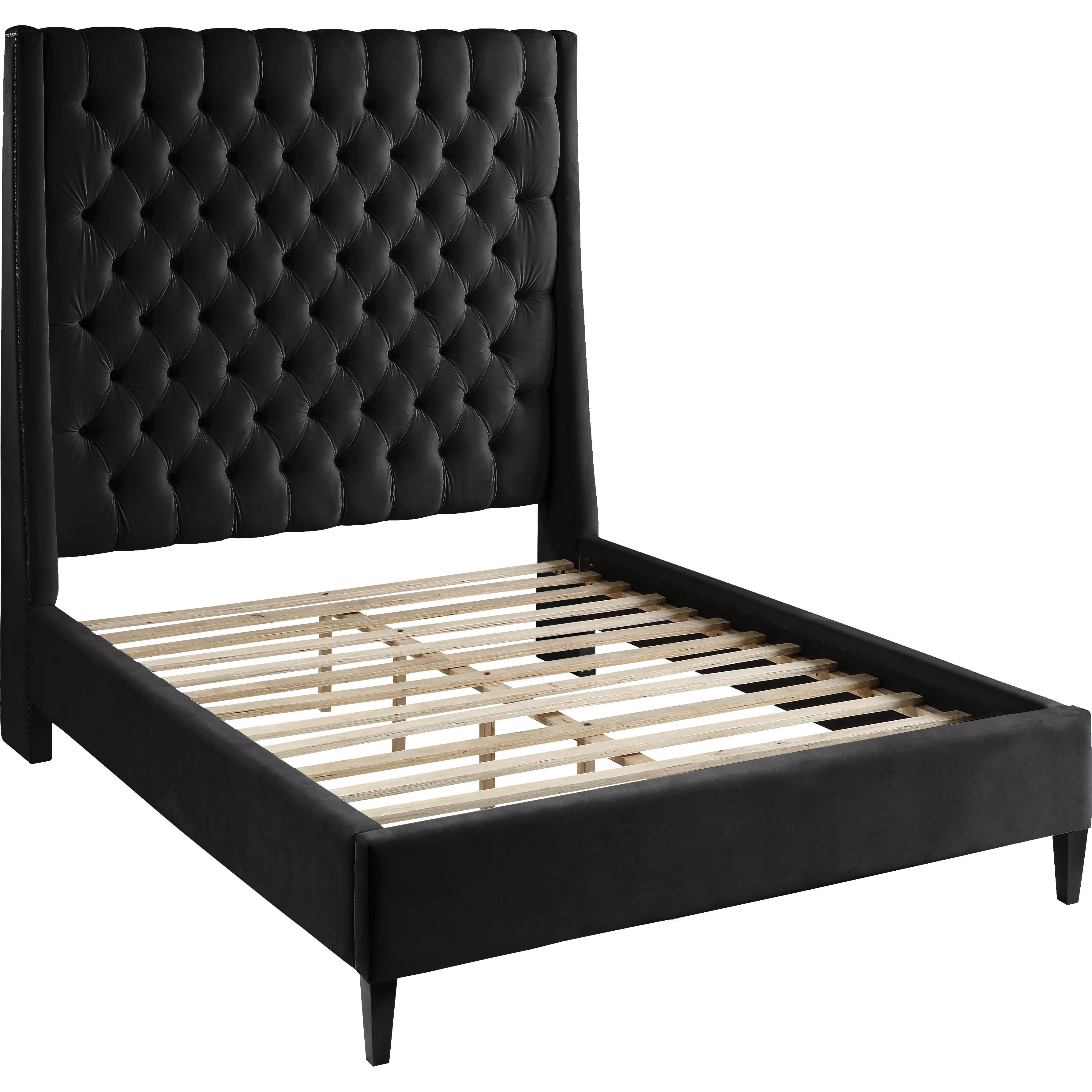 Meridian Fritz Black Velvet Full Bed