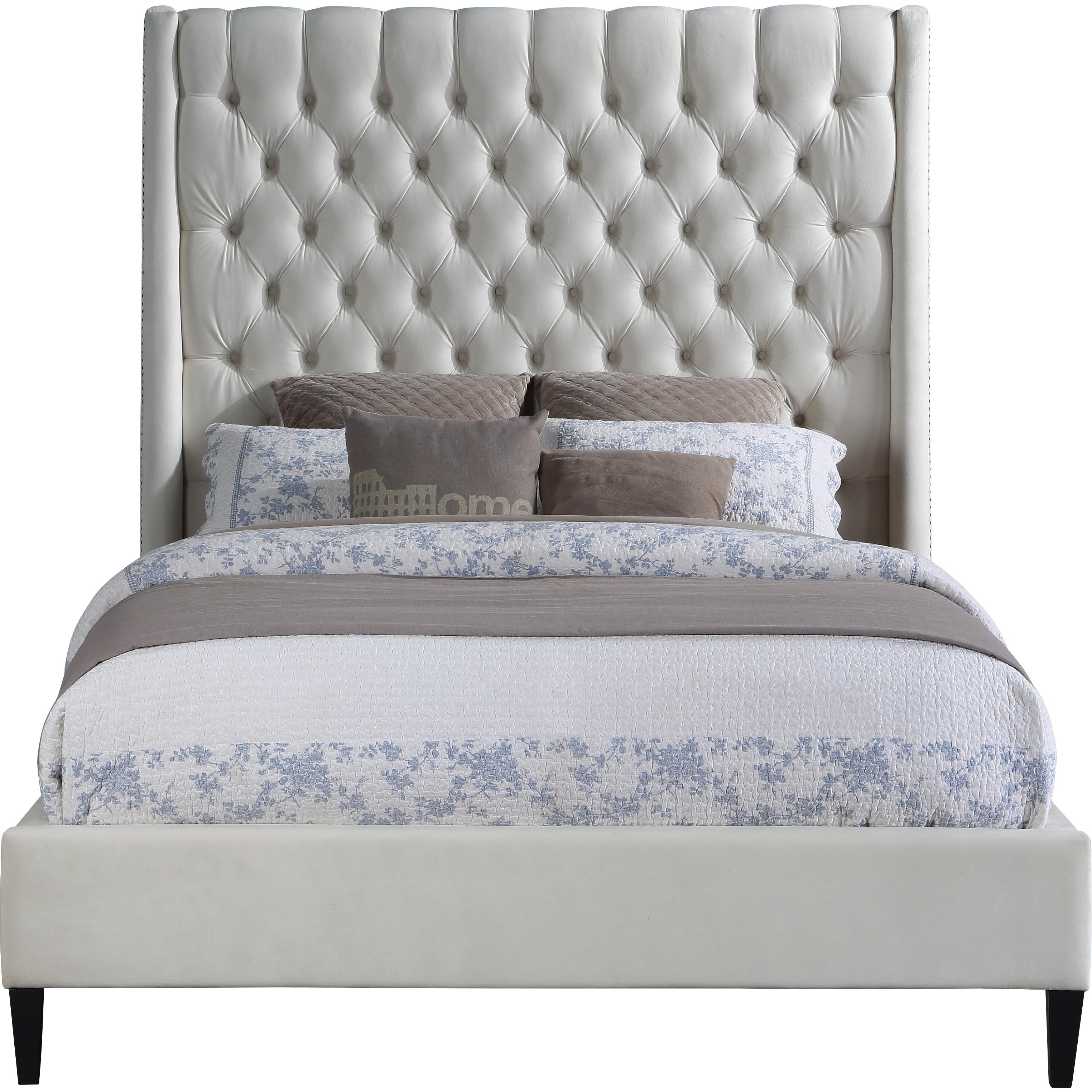 Meridian Fritz Cream Velvet Full Bed