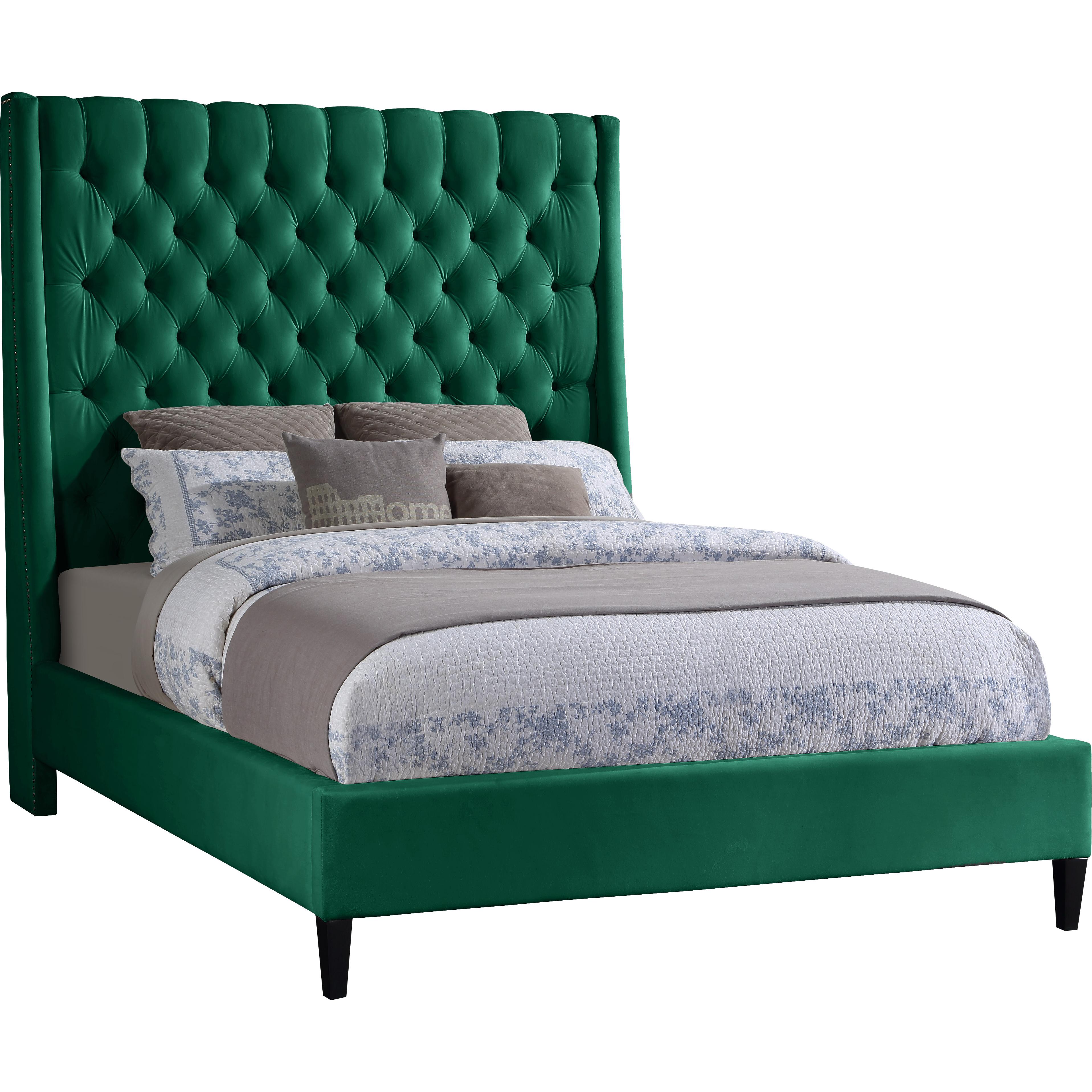 Meridian Fritz Green Velvet Full Bed