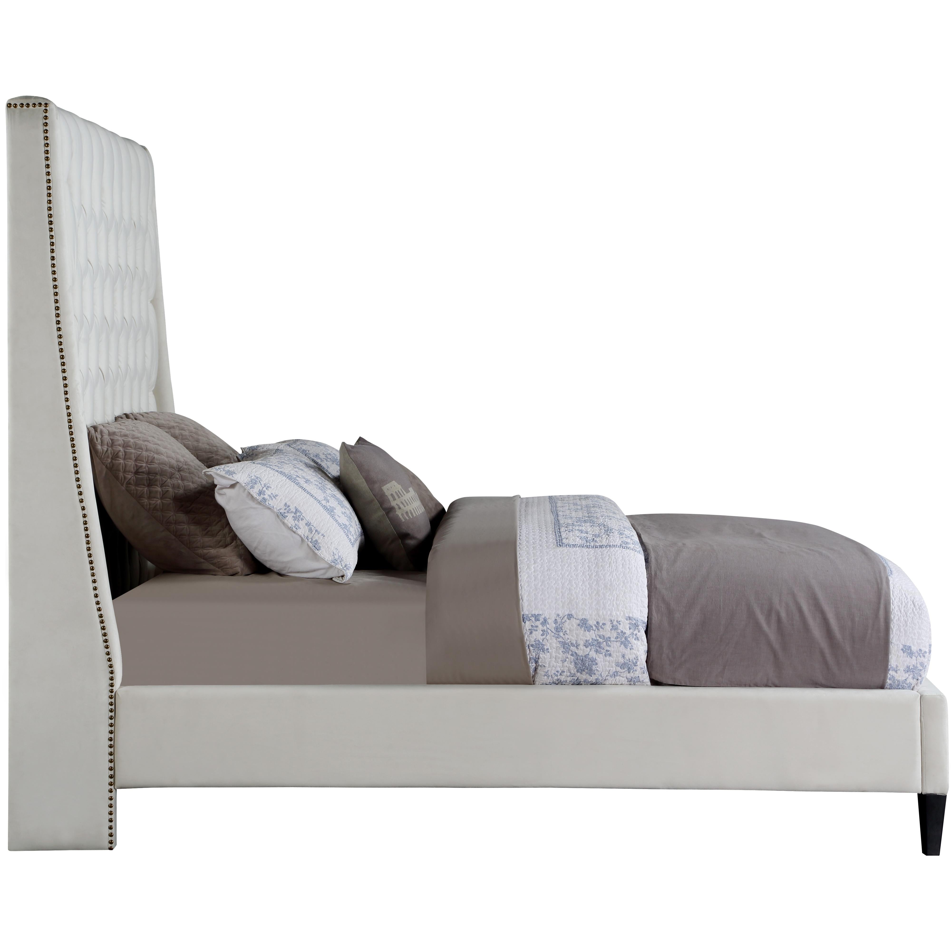 Meridian Fritz Cream Velvet King Bed