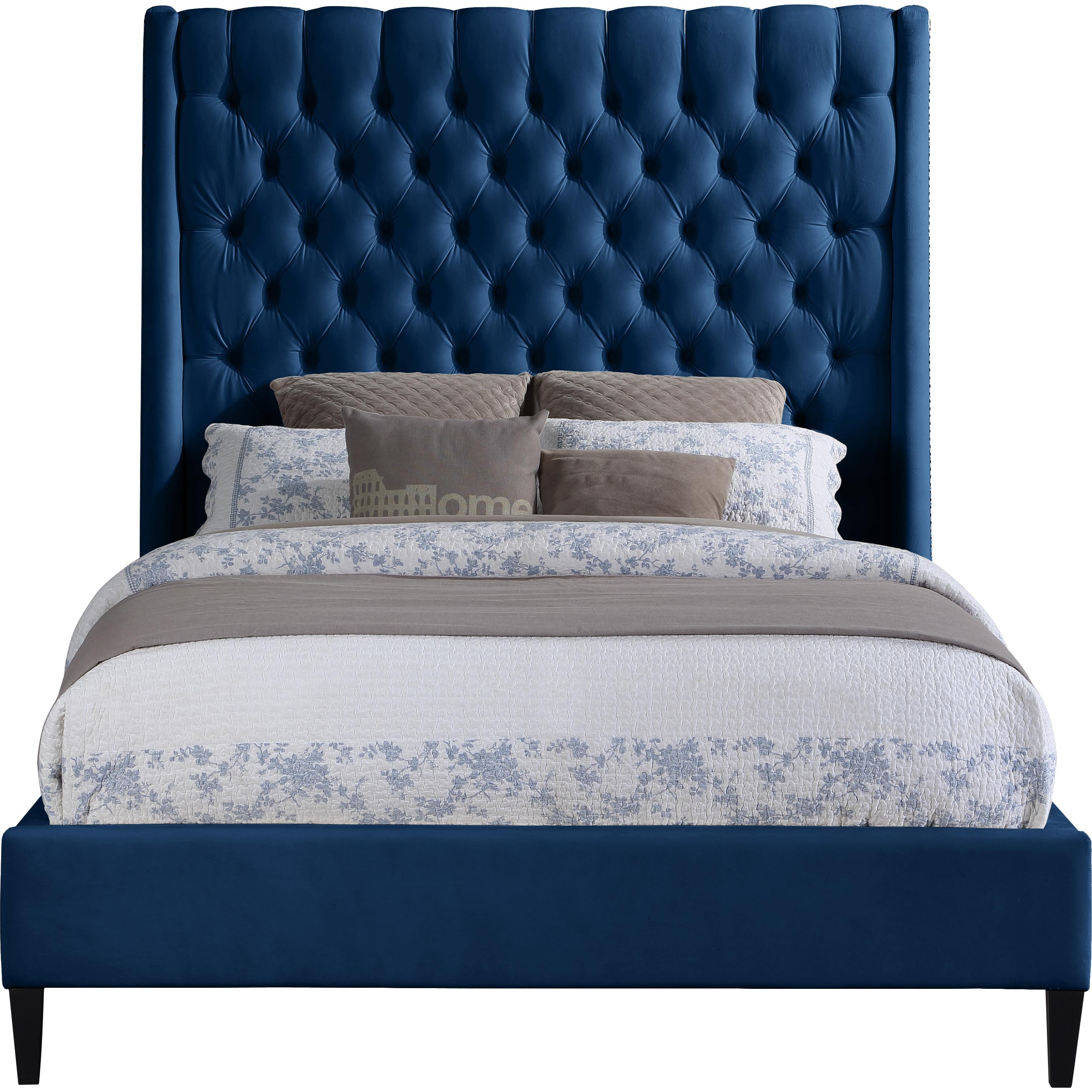 Meridian Fritz Navy Velvet King Bed