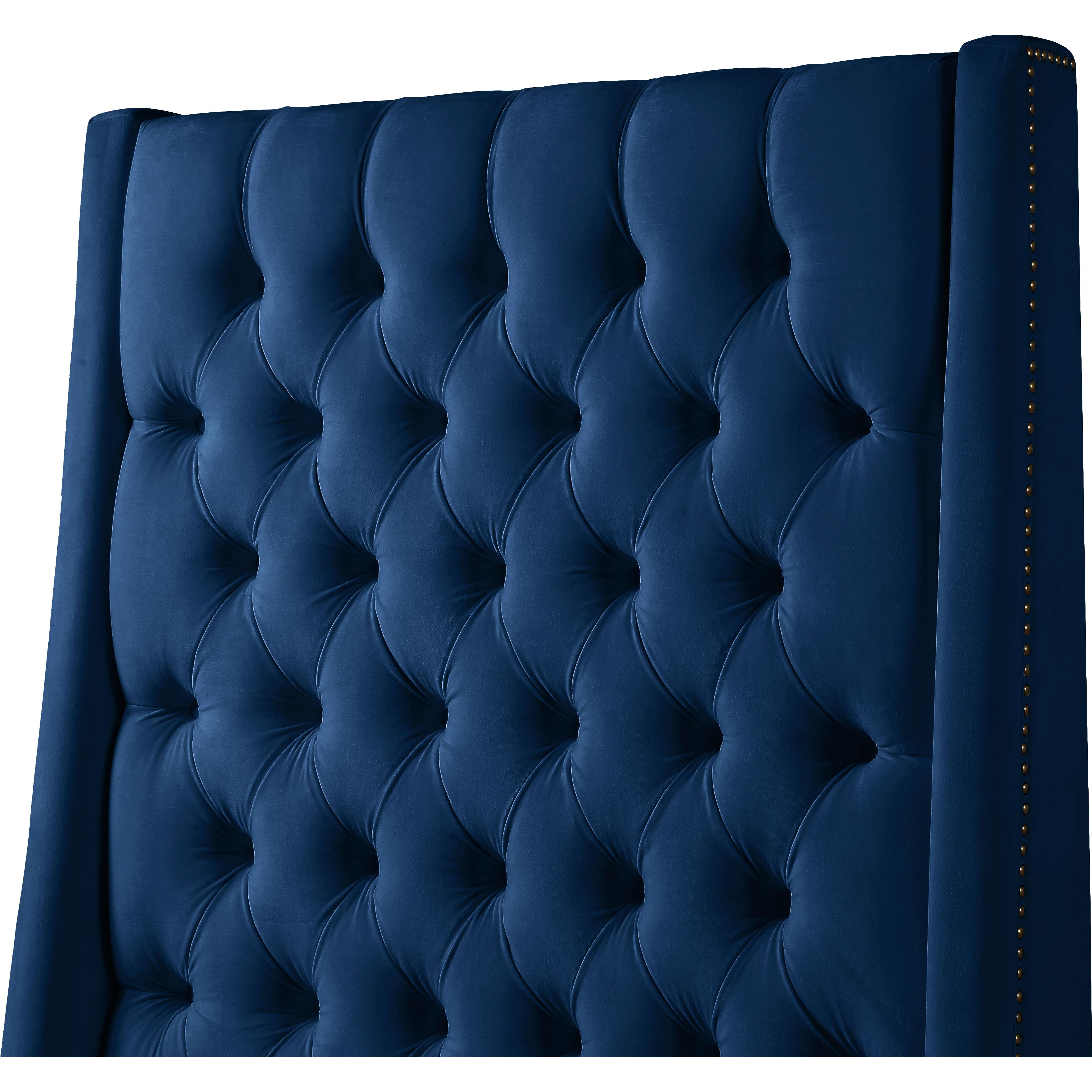 Meridian Fritz Navy Velvet King Bed