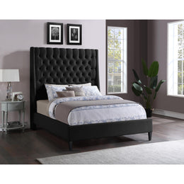 Meridian Fritz Black Velvet Queen Bed
