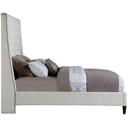 Meridian Fritz Cream Velvet Queen Bed