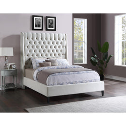 Meridian Fritz Cream Velvet Queen Bed