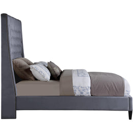 Meridian Fritz Grey Velvet Queen Bed