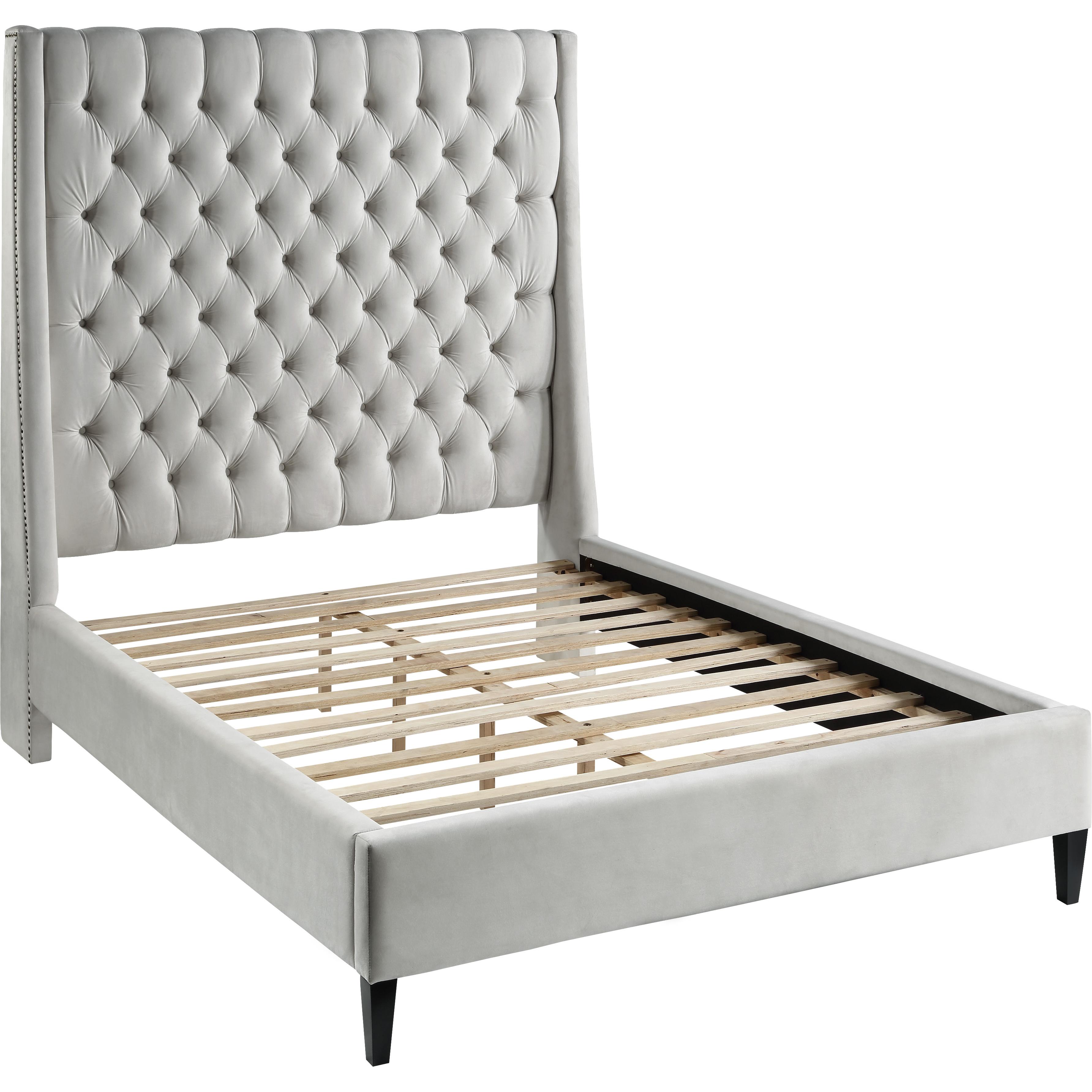 Meridian Fritz Cream Velvet Twin Bed