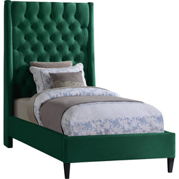Meridian Fritz Green Velvet Twin Bed