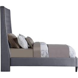 Meridian Fritz Grey Velvet Twin Bed