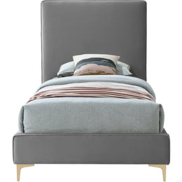 Meridian Geri Grey Velvet Twin Bed