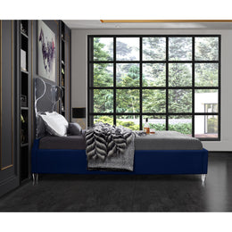 Meridian Ghost Navy Velvet Full Bed