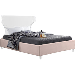 Meridian Ghost Pink Velvet Full Bed