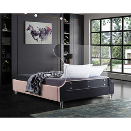 Meridian Ghost Pink Velvet Full Bed