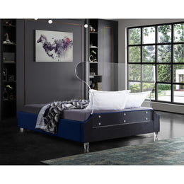 Meridian Ghost Navy Velvet King Bed