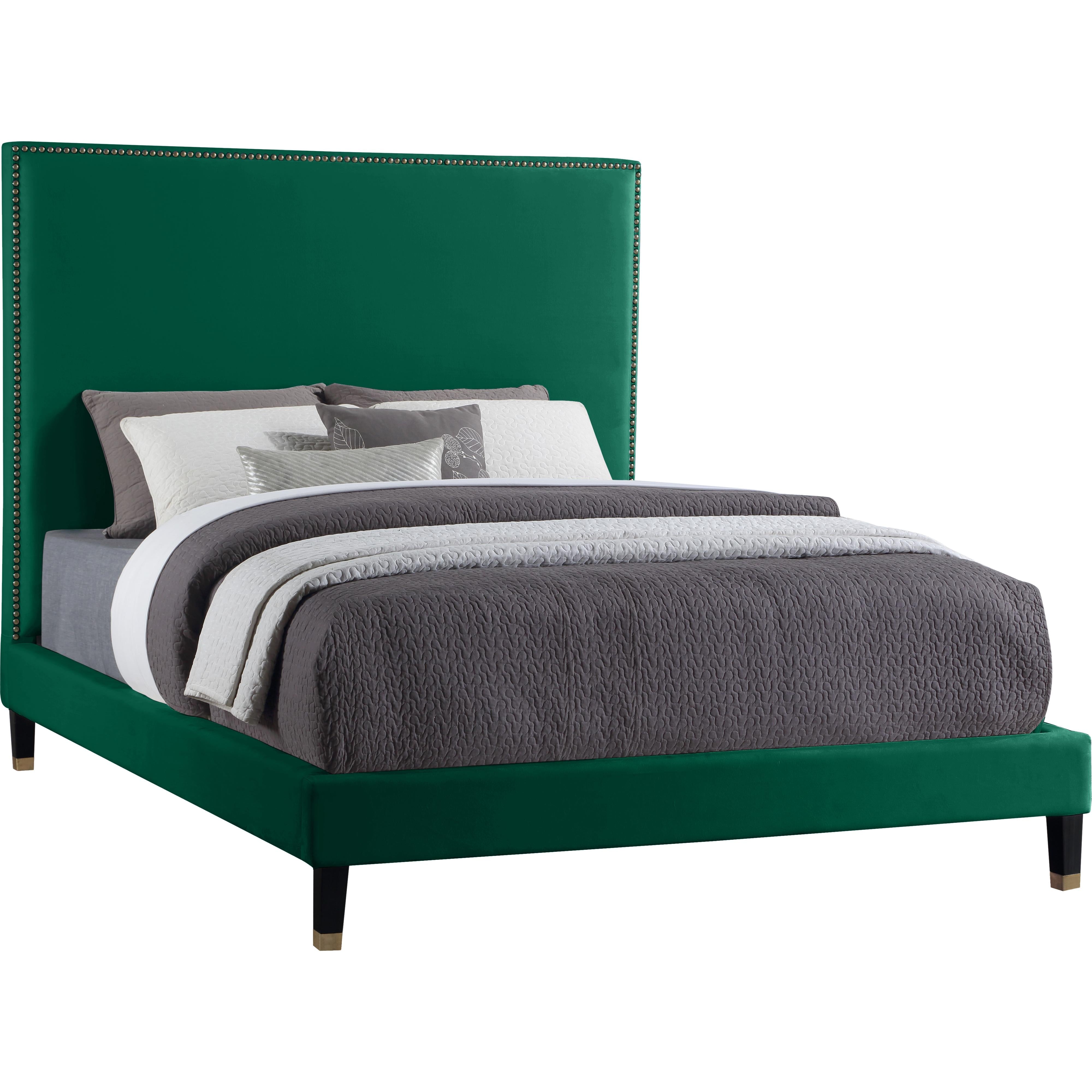 Meridian Harlie Green Velvet Full Bed