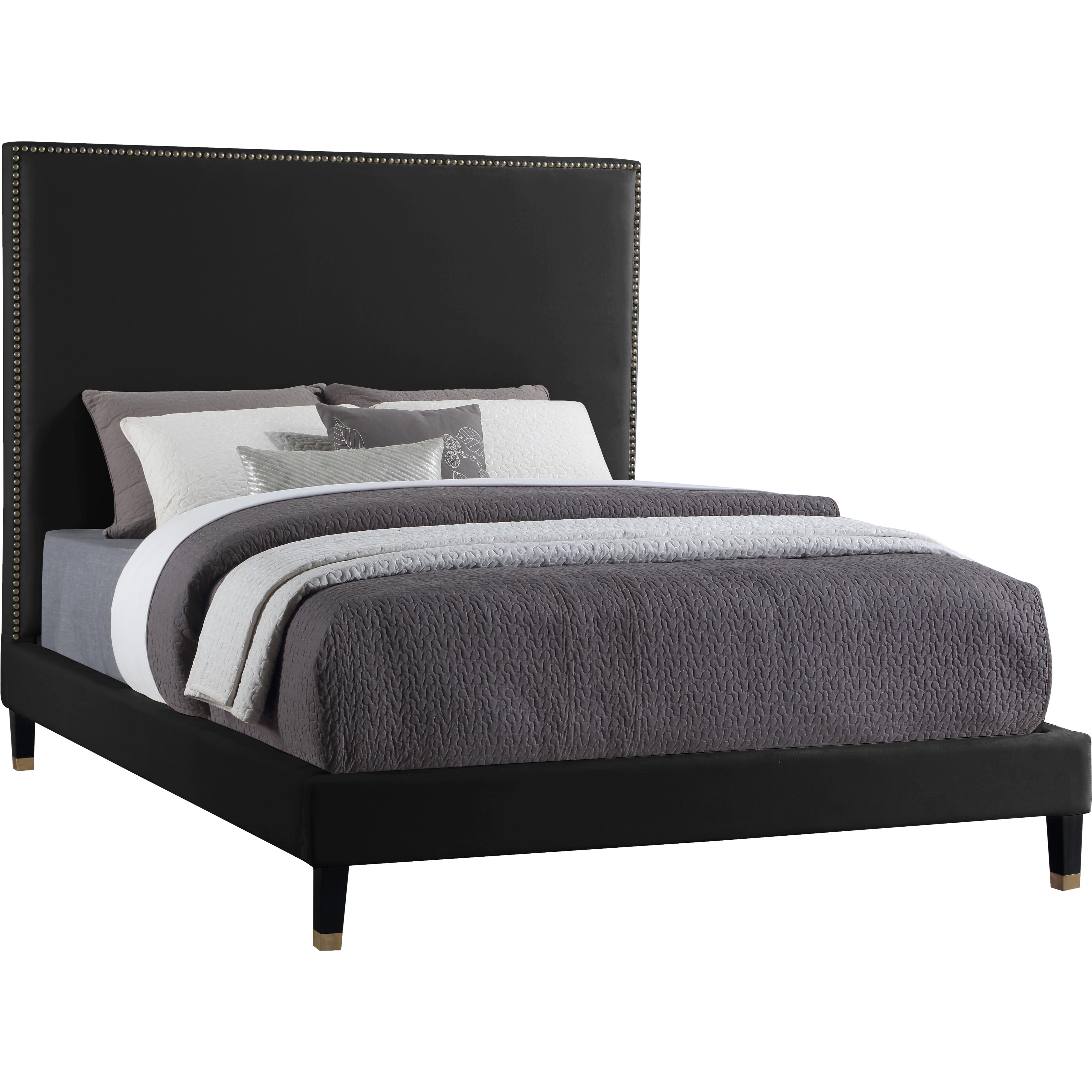 Meridian Harlie Black Velvet King Bed