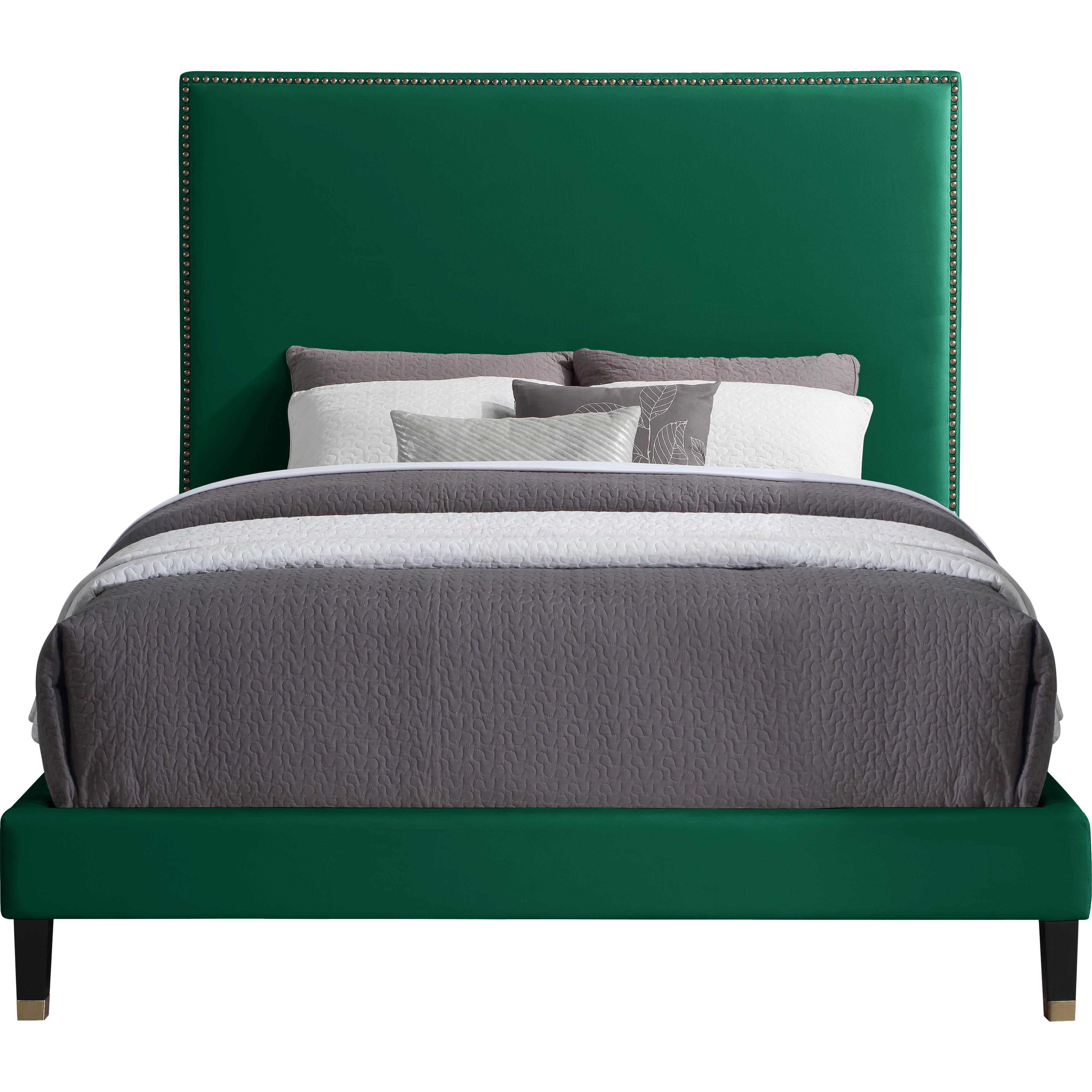 Meridian Harlie Green Velvet King Bed