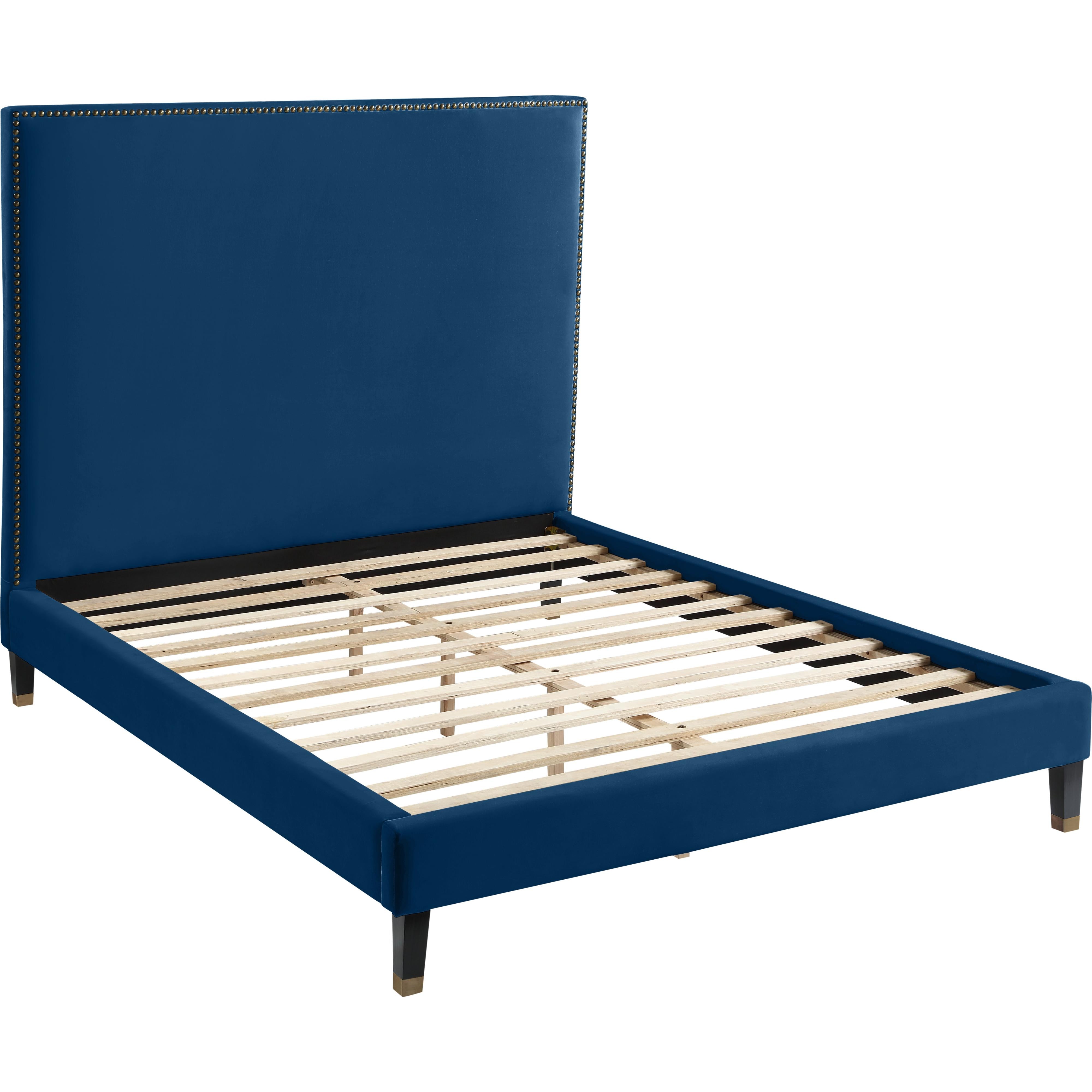 Meridian Harlie Navy Velvet King Bed