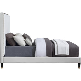Meridian Harlie Cream Velvet Queen Bed