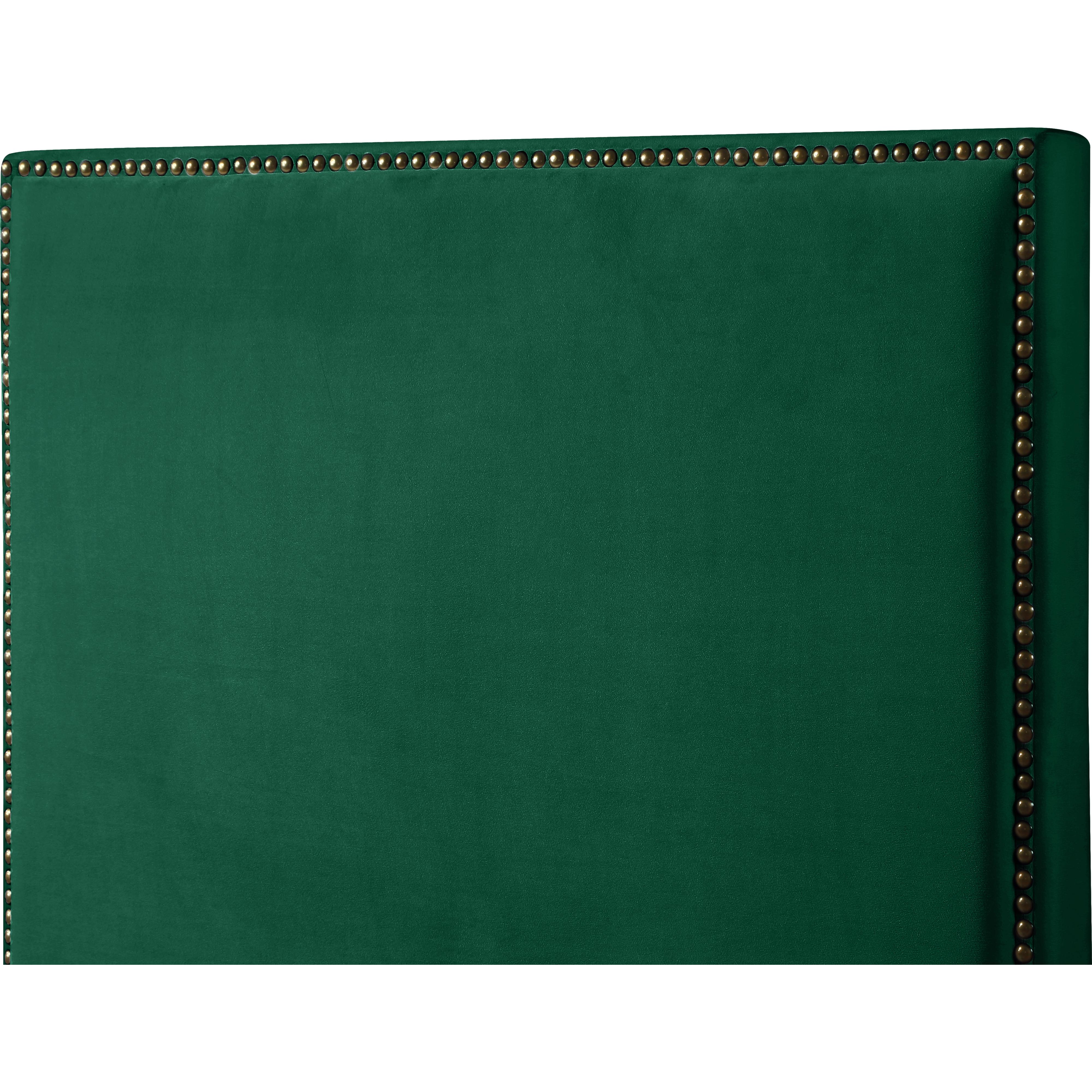 Meridian Harlie Green Velvet Queen Bed