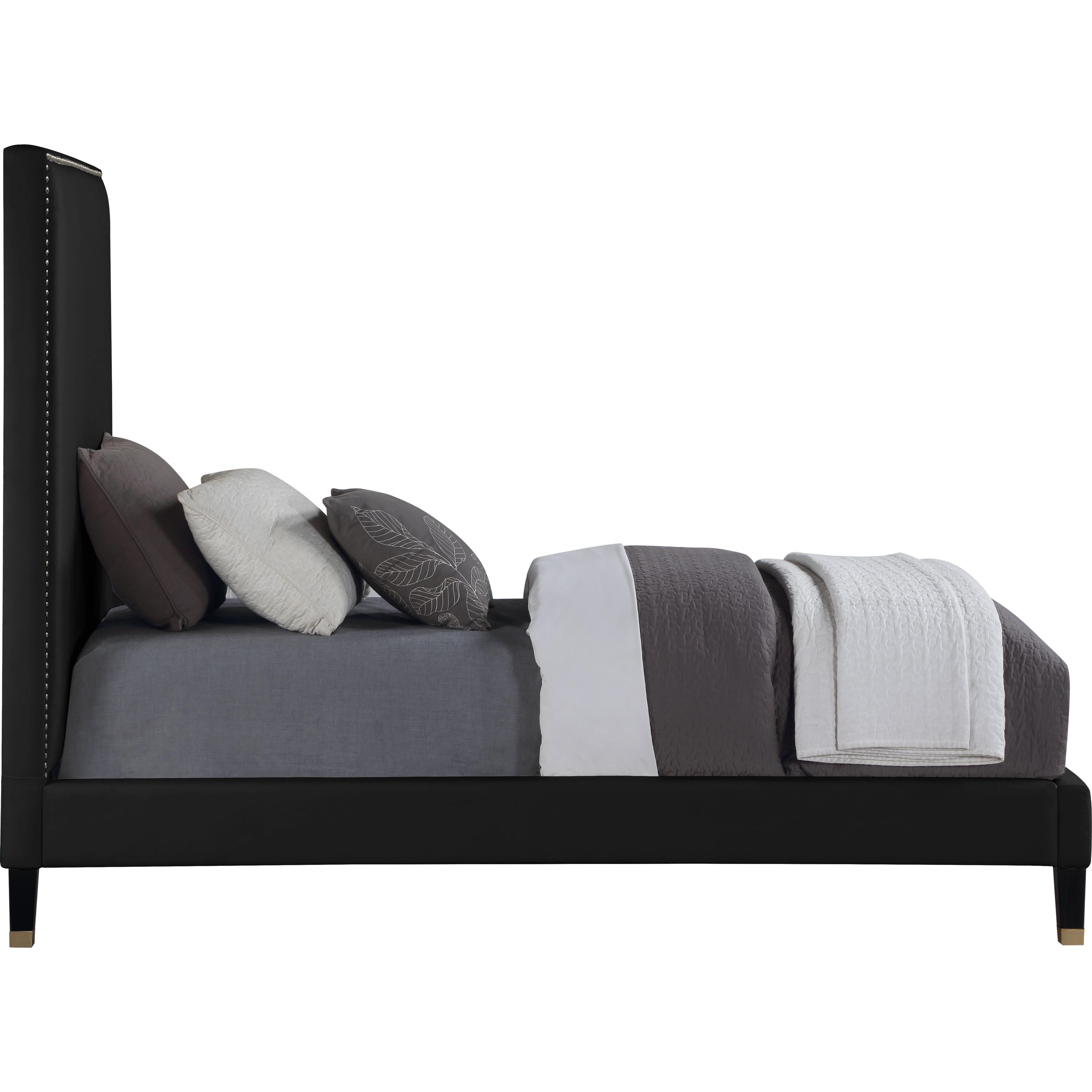 Meridian Harlie Black Velvet Twin Bed