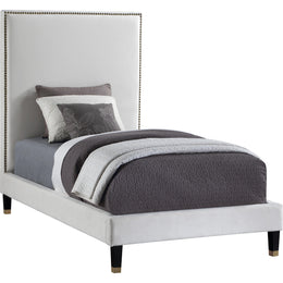 Meridian Harlie Cream Velvet Twin Bed