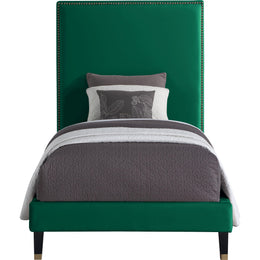 Meridian Harlie Green Velvet Twin Bed