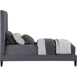 Meridian Harlie Grey Velvet Twin Bed