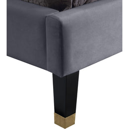 Meridian Harlie Grey Velvet Twin Bed