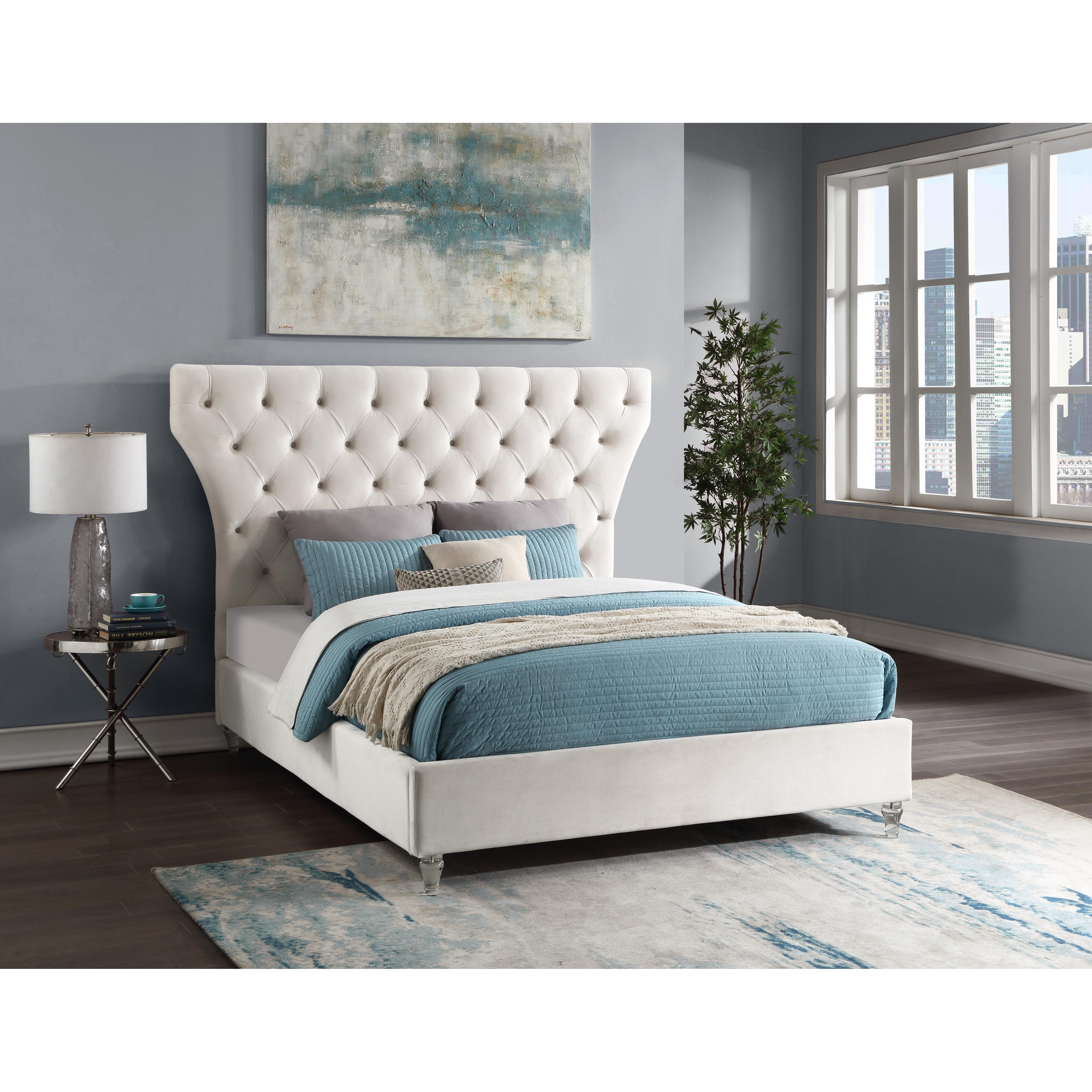 Meridian Kira Cream Velvet King Bed