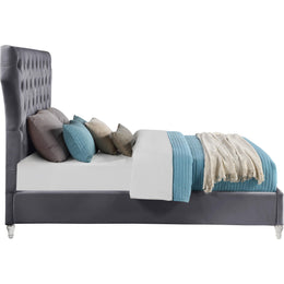 Meridian Kira Grey Velvet King Bed
