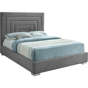 Meridian Nora Grey Velvet Full Bed