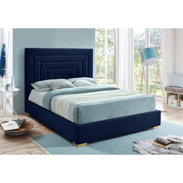 Meridian Nora Navy Velvet Full Bed