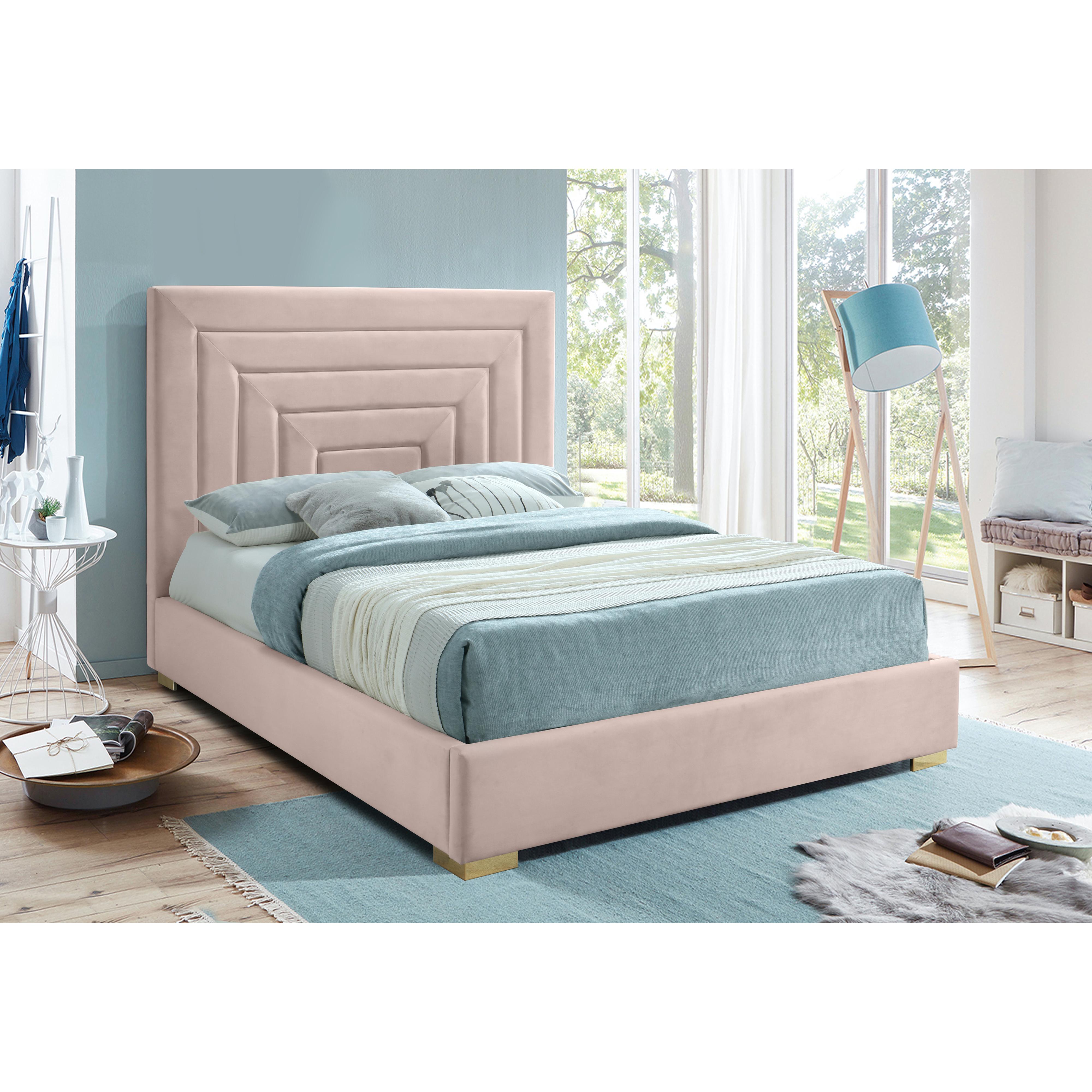 Meridian Nora Pink Velvet Full Bed