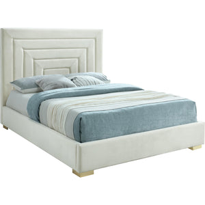 Meridian Nora Cream Velvet King Bed