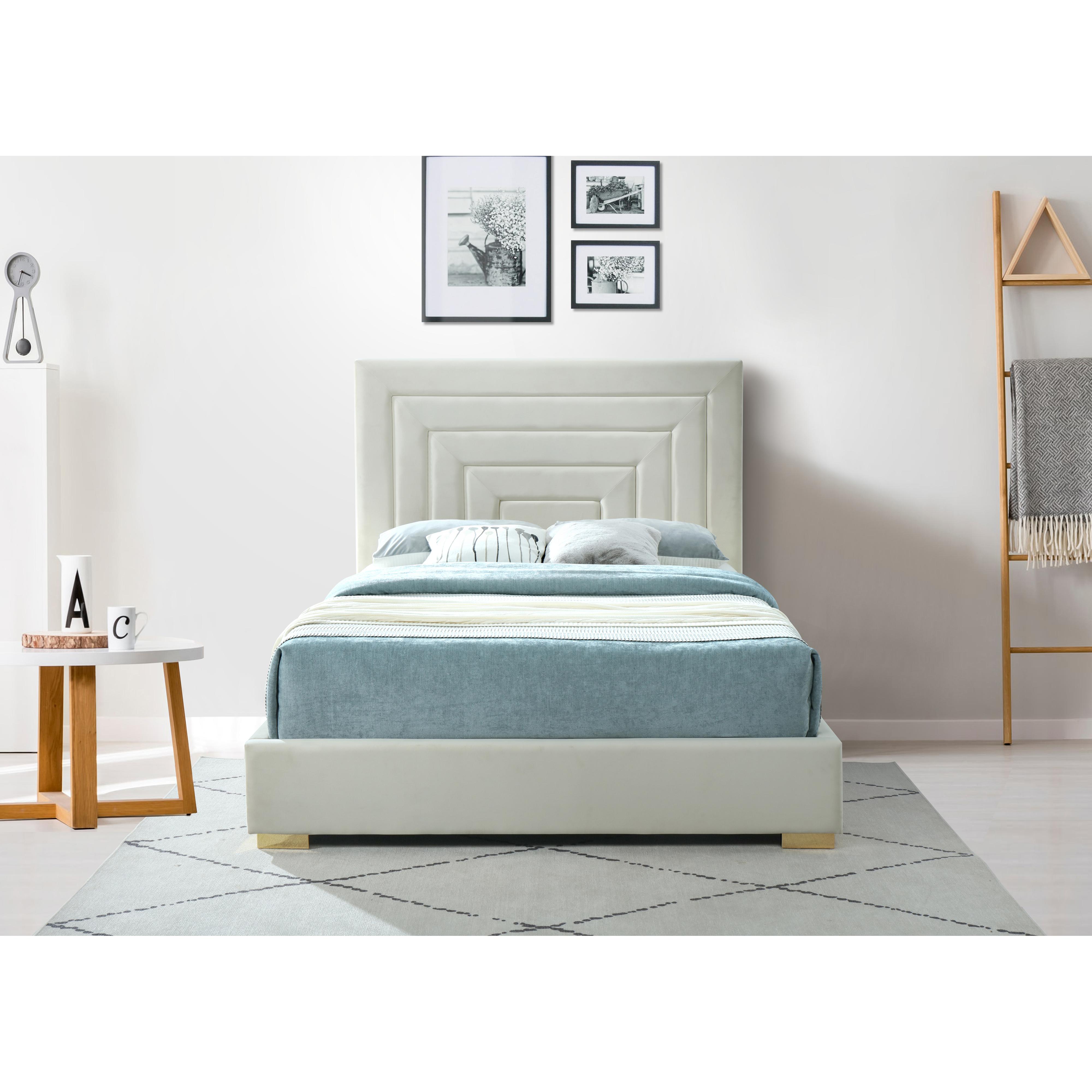 Meridian Nora Cream Velvet King Bed