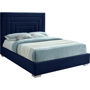 Meridian Nora Navy Velvet King Bed