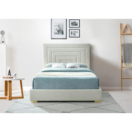 Meridian Nora Cream Velvet Queen Bed