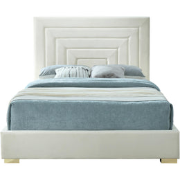 Meridian Nora Cream Velvet Queen Bed
