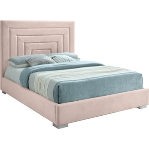 Meridian Nora Pink Velvet Queen Bed