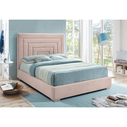 Meridian Nora Pink Velvet Queen Bed