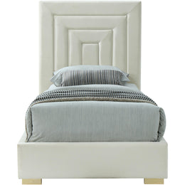 Meridian Nora Cream Velvet Twin Bed