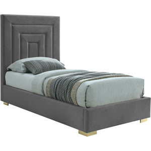 Meridian Nora Grey Velvet Twin Bed