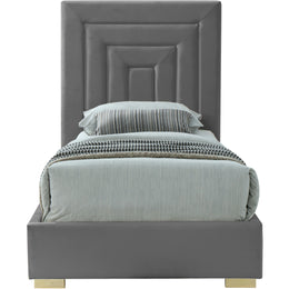 Meridian Nora Grey Velvet Twin Bed