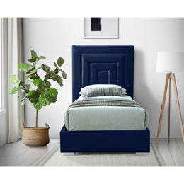 Meridian Nora Navy Velvet Twin Bed