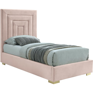 Meridian Nora Pink Velvet Twin Bed