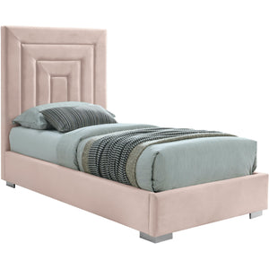 Meridian Nora Pink Velvet Twin Bed